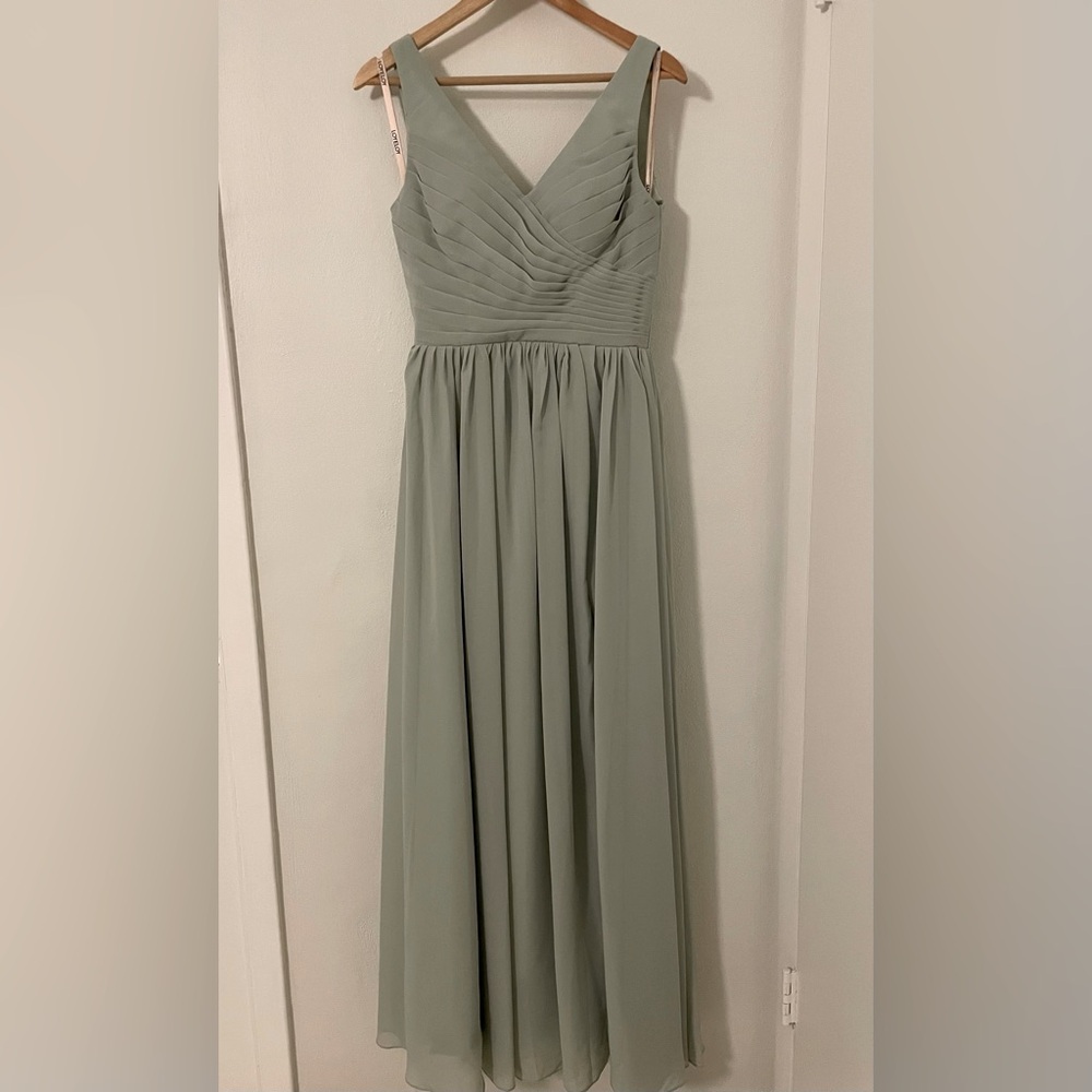Long Sage Green Chiffon Dress by Loyeloy